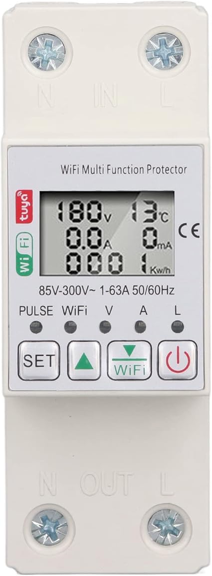 Medidor de energía inteligente con WiFi Brilluxa, protección múltiple con disyuntor - Quierox - Tienda Online