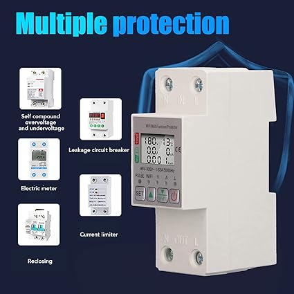 Medidor de energía inteligente con WiFi Brilluxa, protección múltiple con disyuntor - Quierox - Tienda Online
