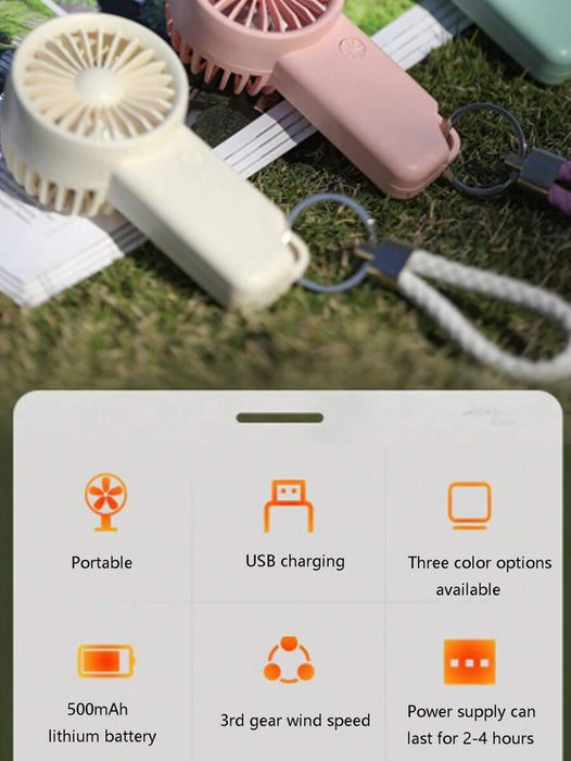 MEET SUN - 1 Miniventilador portátil de mano de 3 velocidades con batería - Quierox - Tienda Online