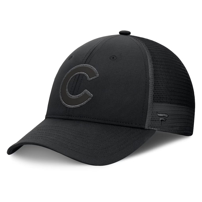 Gorra de camionero ajustable negra para hombre de los Chicago Cubs de Fanatics.