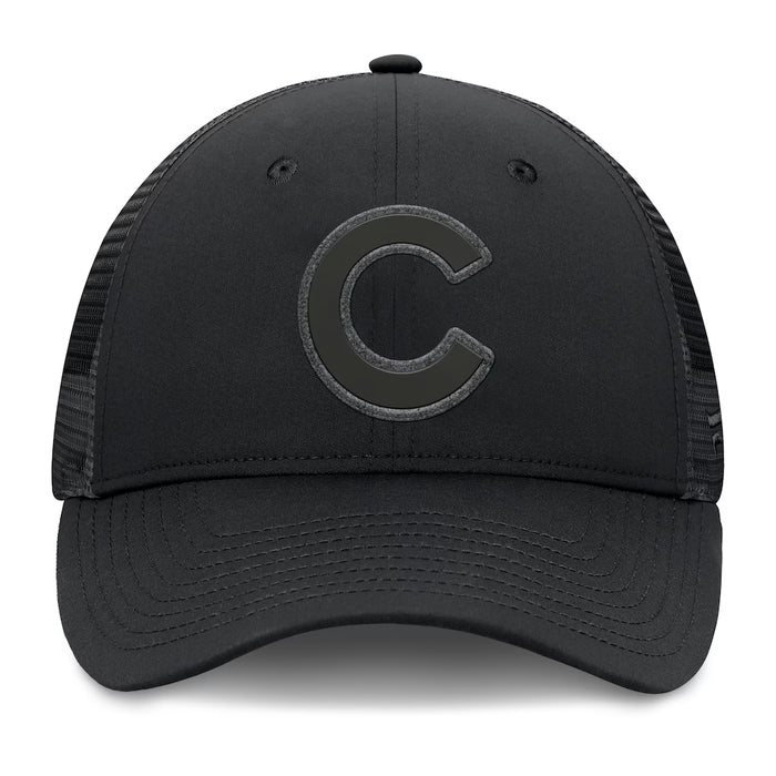 Gorra de camionero ajustable negra para hombre de los Chicago Cubs de Fanatics.
