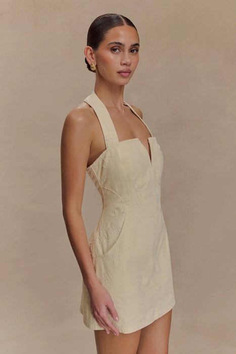 Meshki Ebony Minivestido vaquero bordado - Crema - Quierox - Tienda Online