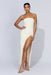MESHKI Vestido largo Rachel con abertura delantera - Hueso - Quierox - Tienda Online
