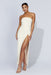 MESHKI Vestido largo Rachel con abertura delantera - Hueso - Quierox - Tienda Online