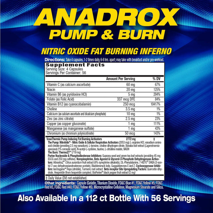 MHP Anadrox Pump & Burn, Infierno Quemador de Grasa con Óxido Nítrico - Quierox - Tienda Online
