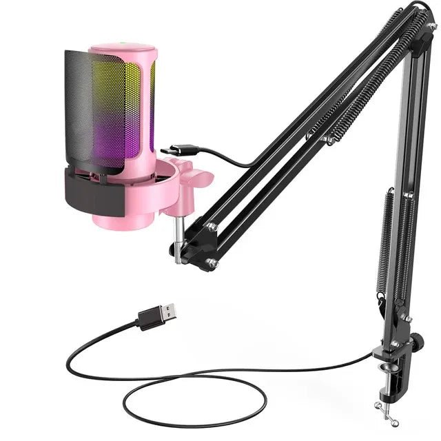 Micrófonos Soporte de suspensión profesional condensador USB RGB - Quierox - Tienda Online