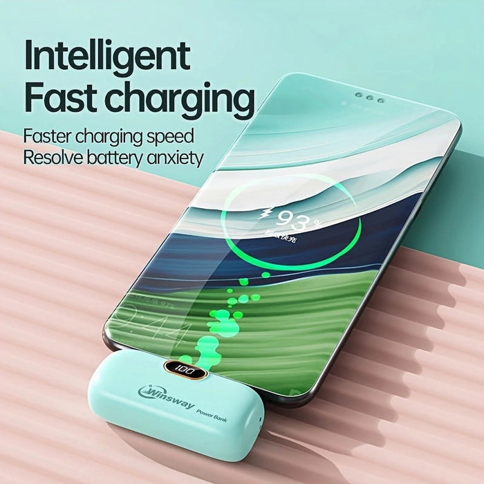 Mini banco de energía portátil Winsway de 5000 mAh: cargador USB - C con pantalla LED, compatible con iPhone, Samsung y Android - Quierox - Tienda Online