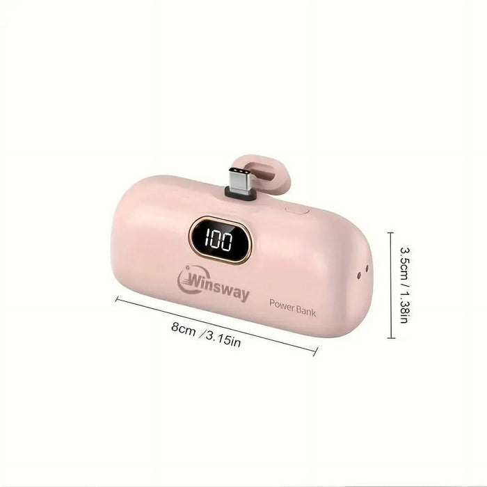 Mini banco de energía portátil Winsway de 5000 mAh: cargador USB - C con pantalla LED, compatible con iPhone, Samsung y Android - Quierox - Tienda Online