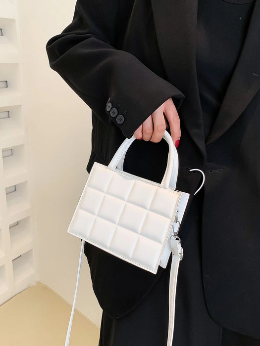 Mini bolso cuadrado de mano de moda, nuevo bolso de mujer de ocio a cuadros de color sólido - Quierox - Tienda Online