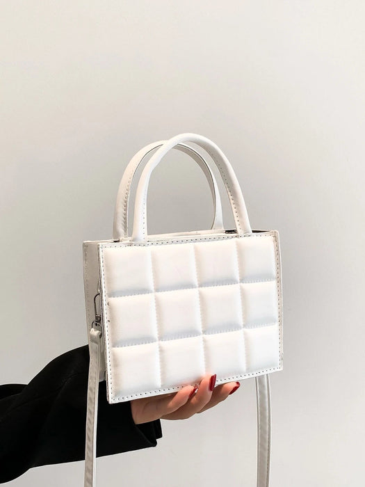 Mini bolso cuadrado de mano de moda, nuevo bolso de mujer de ocio a cuadros de color sólido - Quierox - Tienda Online