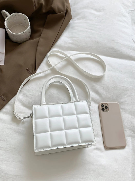 Mini bolso cuadrado de mano de moda, nuevo bolso de mujer de ocio a cuadros de color sólido - Quierox - Tienda Online