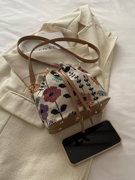 Mini bolso de hombro de tela estilo chino, con caligrafía, estilo retro, informal, pequeño - Quierox - Tienda Online