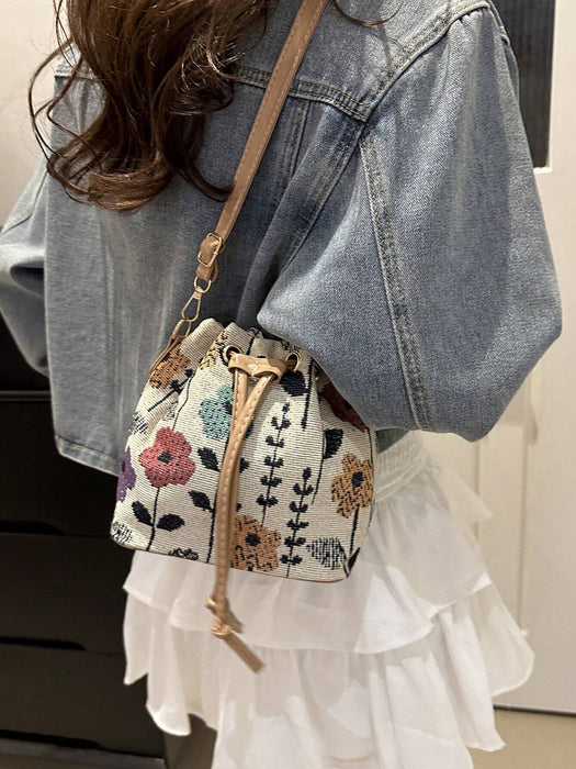 Mini bolso de hombro de tela estilo chino, con caligrafía, estilo retro, informal, pequeño - Quierox - Tienda Online