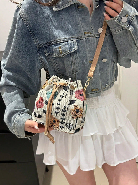 Mini bolso de hombro de tela estilo chino, con caligrafía, estilo retro, informal, pequeño - Quierox - Tienda Online