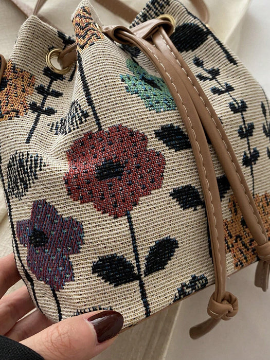 Mini bolso de hombro de tela estilo chino, con caligrafía, estilo retro, informal, pequeño - Quierox - Tienda Online