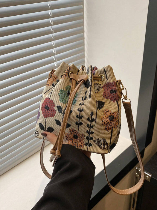 Mini bolso de hombro de tela estilo chino, con caligrafía, estilo retro, informal, pequeño - Quierox - Tienda Online
