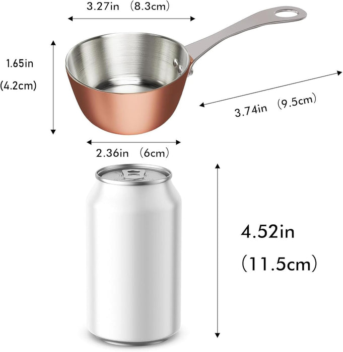 Mini cacerola Macevia, calentador de mantequilla de acero inoxidable y cobre, cacerola pequeña con asa - Quierox - Tienda Online
