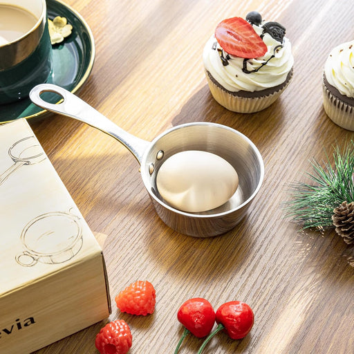 Mini cacerola Macevia, calentador de mantequilla de acero inoxidable y cobre, cacerola pequeña con asa - Quierox - Tienda Online