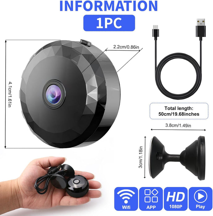 Mini cámara de seguridad 4K HD, visión nocturna a todo color, monitor WiFi, impermeable - Quierox - Tienda Online