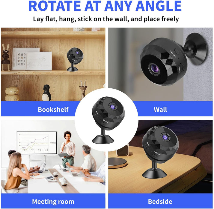 Mini cámara de seguridad 4K HD, visión nocturna a todo color, monitor WiFi, impermeable - Quierox - Tienda Online