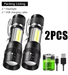 Mini linterna LED con zoom COB + XPE, 2 unidades, batería integrada - Quierox - Tienda Online