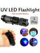 Mini linterna LED UV portátil de 395 nm con 3 modos de iluminación, luz púrpura - negra, reflector - Quierox - Tienda Online