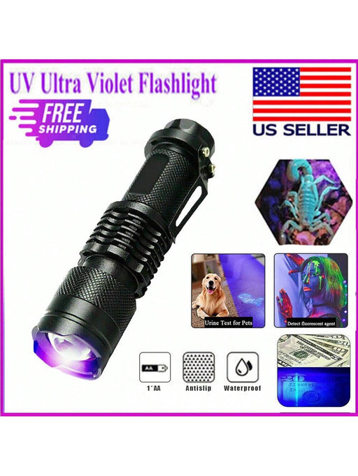 Mini linterna LED UV portátil de 395 nm con 3 modos de iluminación, luz púrpura - negra, reflector - Quierox - Tienda Online
