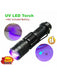 Mini linterna LED UV portátil de 395 nm con 3 modos de iluminación, luz púrpura - negra, reflector - Quierox - Tienda Online