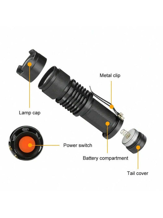 Mini linterna LED UV portátil de 395 nm con 3 modos de iluminación, luz púrpura - negra, reflector - Quierox - Tienda Online