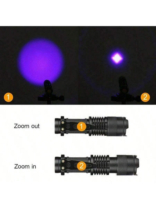 Mini linterna LED UV portátil de 395 nm con 3 modos de iluminación, luz púrpura - negra, reflector - Quierox - Tienda Online