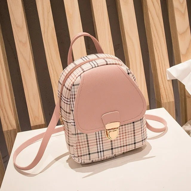Mini mochila para adolescentes, bolso de hombro a cuadros - Quierox - Tienda Online