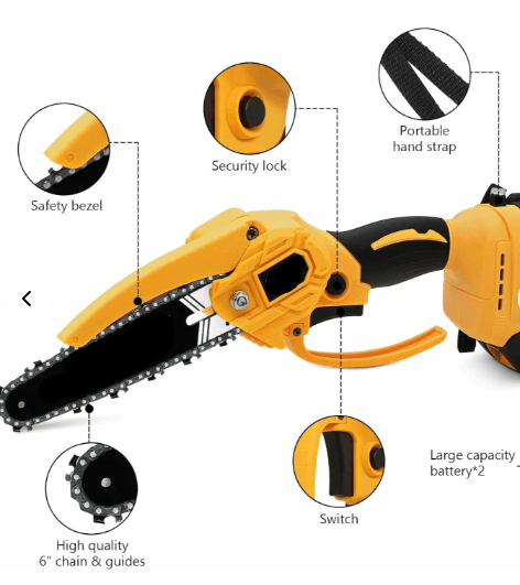 Mini Motosierra Bateria 6 Pulgadas, Motosierra Eléctrica Portátil, para Podar Jardinería - Quierox - Tienda Online