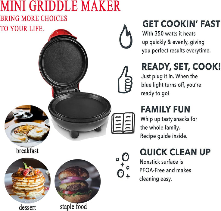 Mini plancha eléctrica redonda antiadherente para preparar tortitas - Quierox - Tienda Online