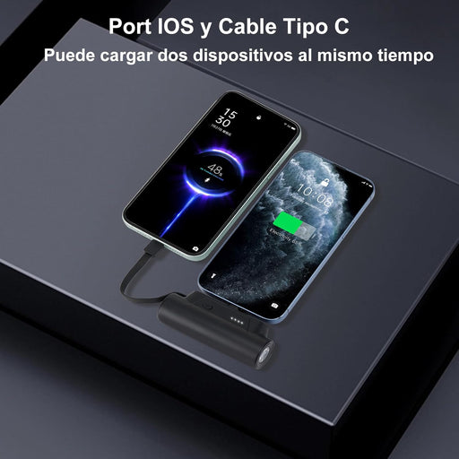 Mini Power Bank 5000mAh, Bateria Portatill Carga Rapida con Luz LED para iPhone - Quierox - Tienda Online
