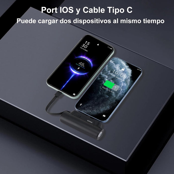 Mini Power Bank 5000mAh, Bateria Portatill Carga Rapida con Luz LED para iPhone - Quierox - Tienda Online