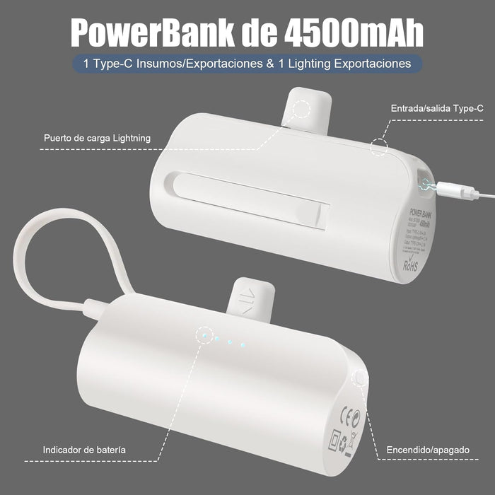 Mini Power Bank 8000mAh, Bateria Portatil, Externa para iPhone - Quierox - Tienda Online