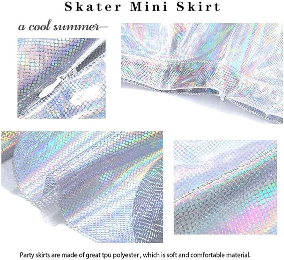 Minifalda transparente plisada brillante para club acampanada con diseño de escamas - Quierox - Tienda Online