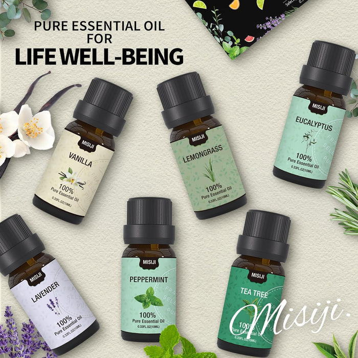 MISIJI Juego de 6 aceites esenciales de aromaterapia para difusor para el hogar - Quierox - Tienda Online