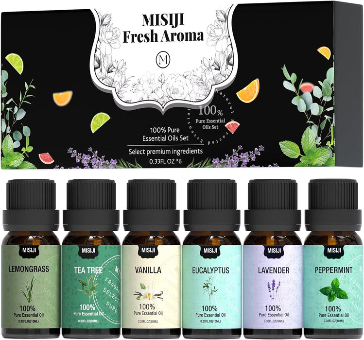 MISIJI Juego de 6 aceites esenciales de aromaterapia para difusor para el hogar - Quierox - Tienda Online