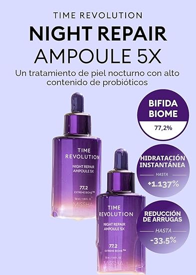 MISSHA Time Revolution Night Repair - Ampolla de suero facial (5ª generación) 1.69 onzas - Quierox - Tienda Online