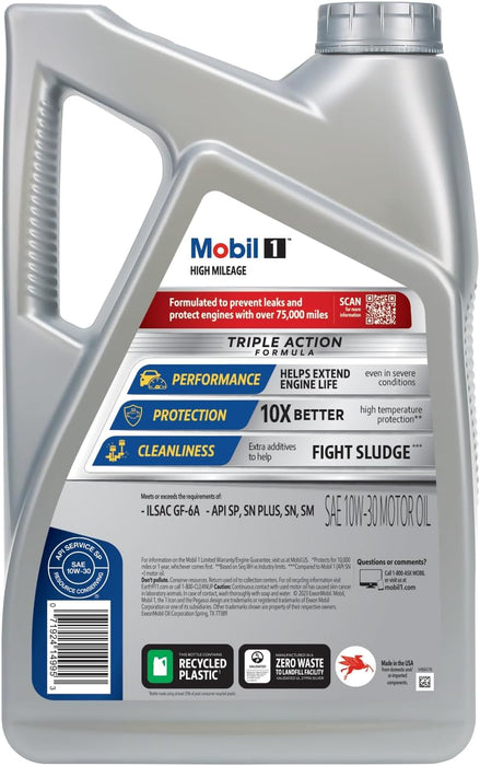 Mobil 1 (120769) aceite de motor para alto kilometraje 5W - 30, 5 cuartos de galón - Quierox - Tienda Online
