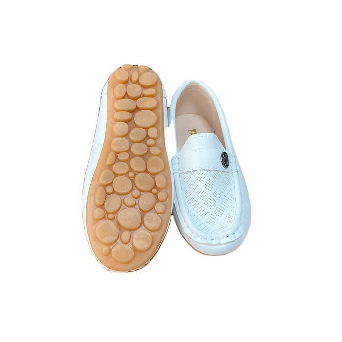 Mocasines blancos con decoración de metal, zapatos planos fáciles de llevar. - Quierox - Tienda Online