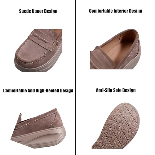 Mocasines de plataforma de gamuza para mujer, modernos y con punta redonda - Quierox - Tienda Online