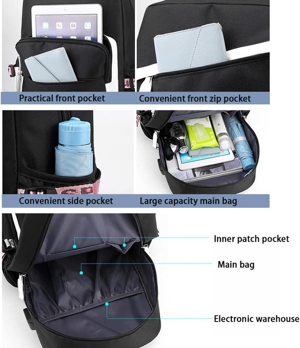 Mochila Anime Cosplay Laptop Mochila con USB y lindo patrón de dibujos animados - Quierox - Tienda Online