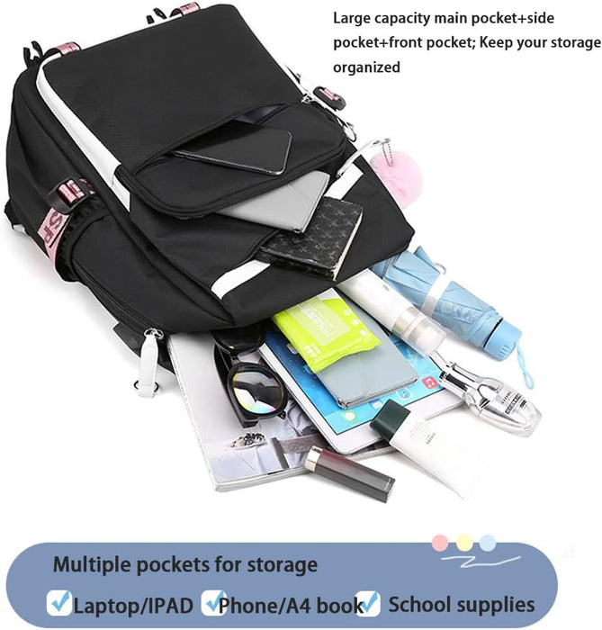 Mochila Anime Cosplay Laptop Mochila con USB y lindo patrón de dibujos animados - Quierox - Tienda Online