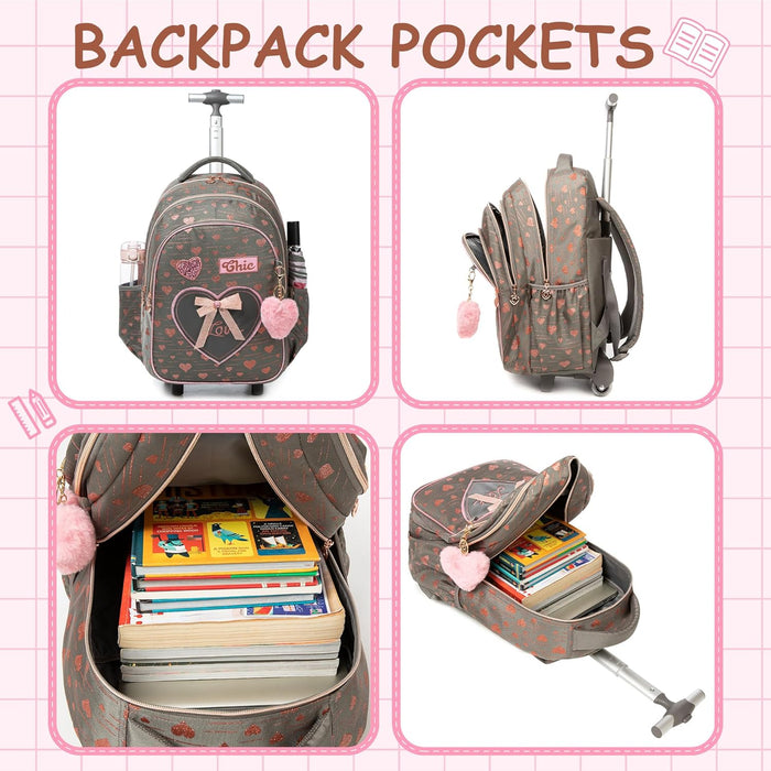 Mochila con ruedas para niñas con ruedas para estudiantes de primaria, mochila de mano - Quierox - Tienda Online