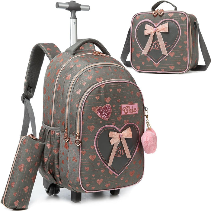 Mochila con ruedas para niñas con ruedas para estudiantes de primaria, mochila de mano - Quierox - Tienda Online