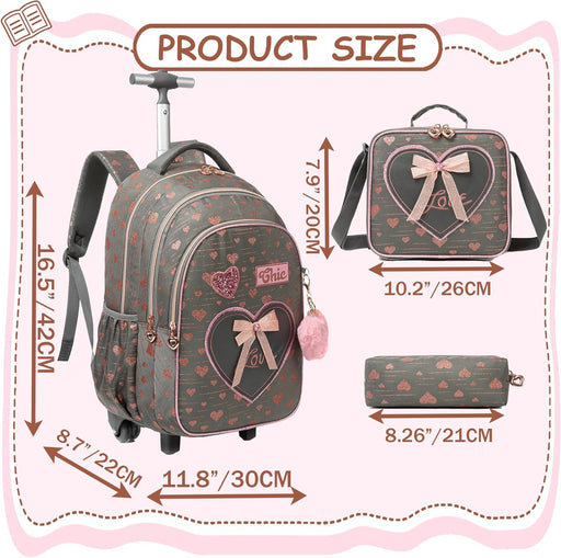 Mochila con ruedas para niñas con ruedas para estudiantes de primaria, mochila de mano - Quierox - Tienda Online