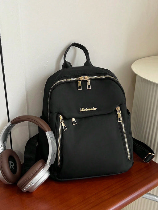 Mochila de nailon con cremallera metálica negra - Quierox - Tienda Online