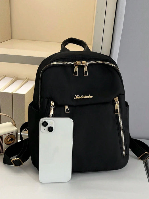 Mochila de nailon con cremallera metálica negra - Quierox - Tienda Online